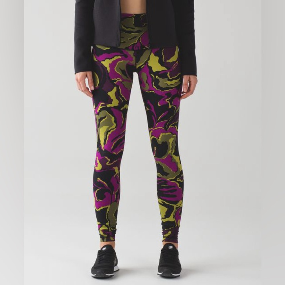 Lululemon Wunder Under Pant (Hi-Rise) in Boom Bloom Chartreuse Green Aurora ~ 4 - Picture 2 of 10